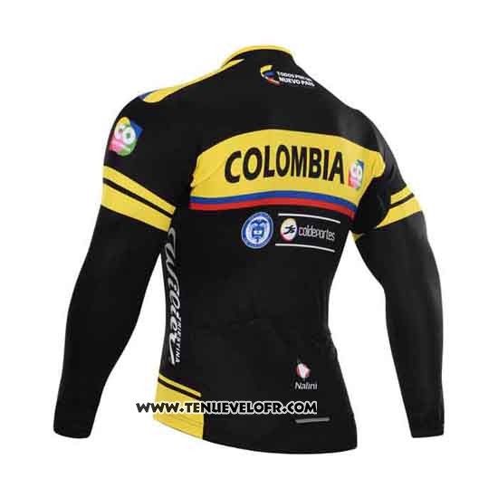 2015 Maillot Ciclismo La colombie Noir et Jaune Manches Longues et Cuissard